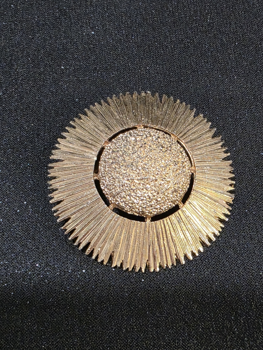 Mid-century Modern Gold-tone Sunburst Statement Scarf Clip